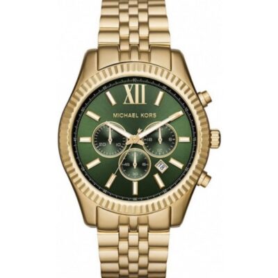 Michael Kors Men's Lexington Chronograph Gold Green Watch - MK8446